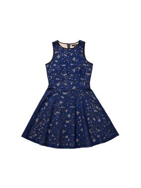Mystic Royal Blue Sleeveless Lace Mini Dress | Medium